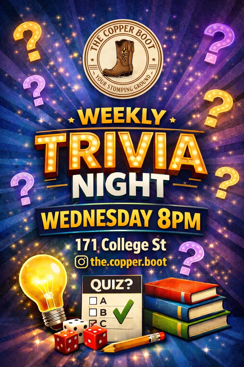 Weekly Wednesday Trivia Nights at The Copper Boot