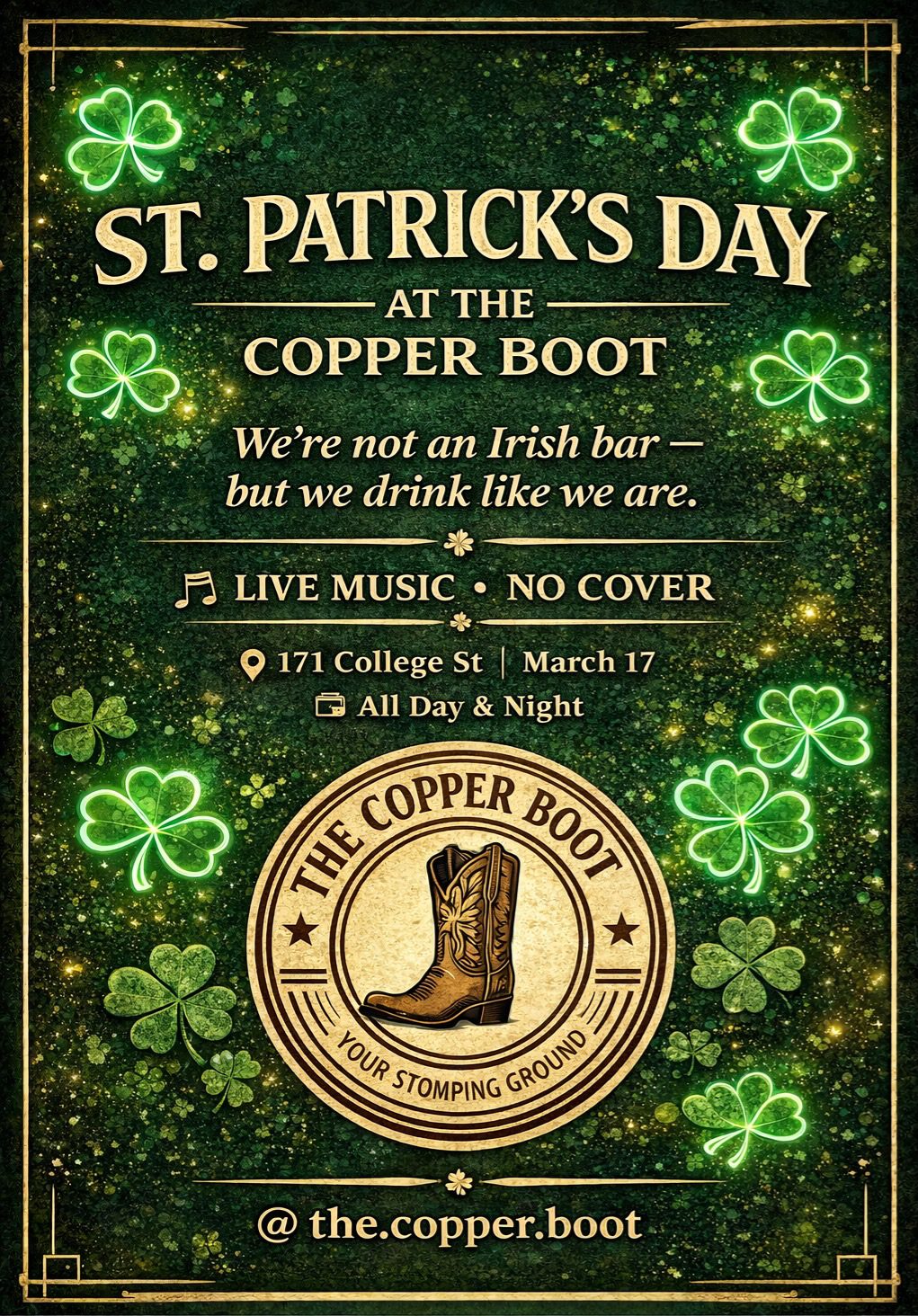 🍀 St. Patrick’s Day at The Copper Boot 🍀